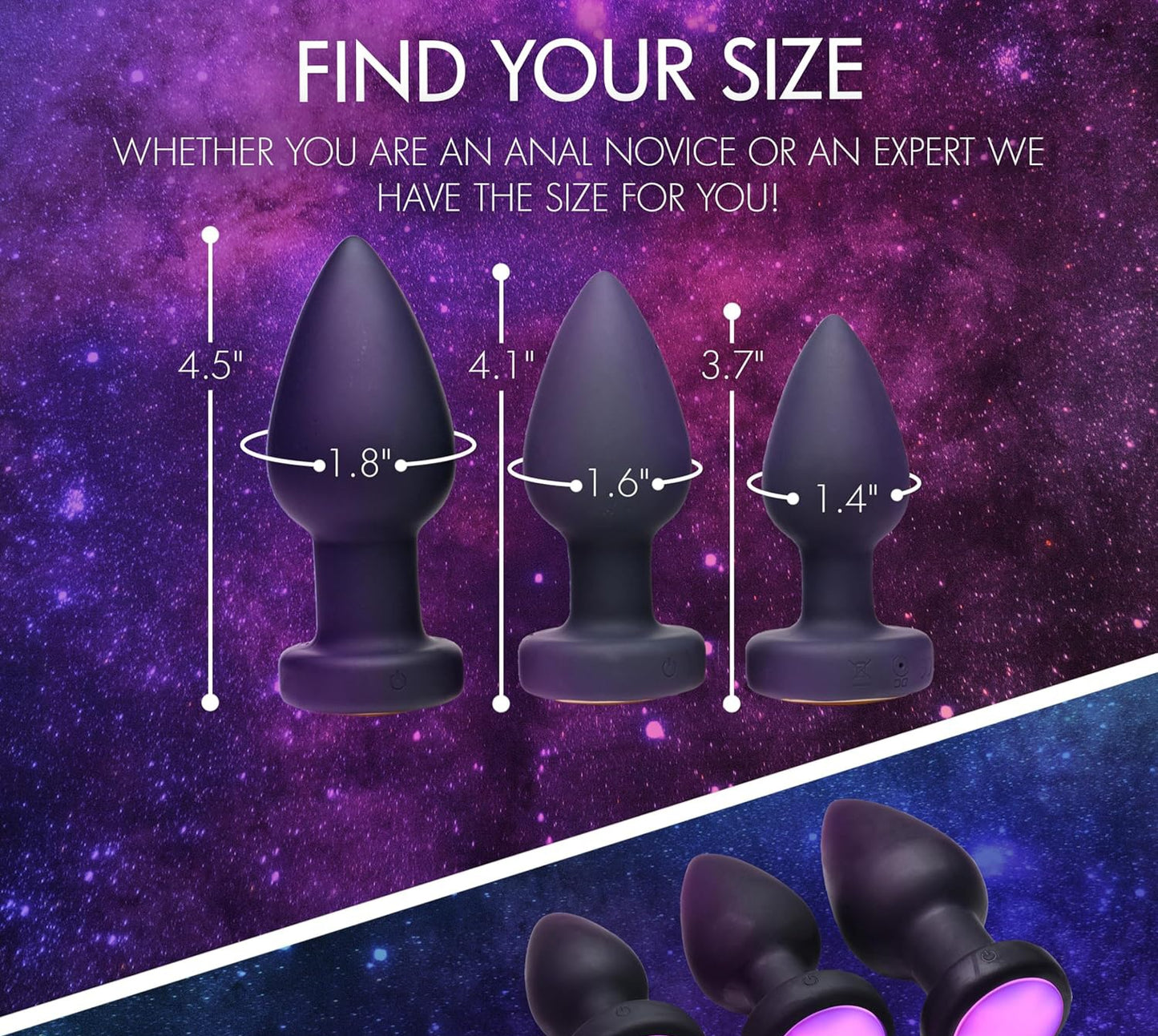 Silicone Vibrating LED Anal Plug-Small